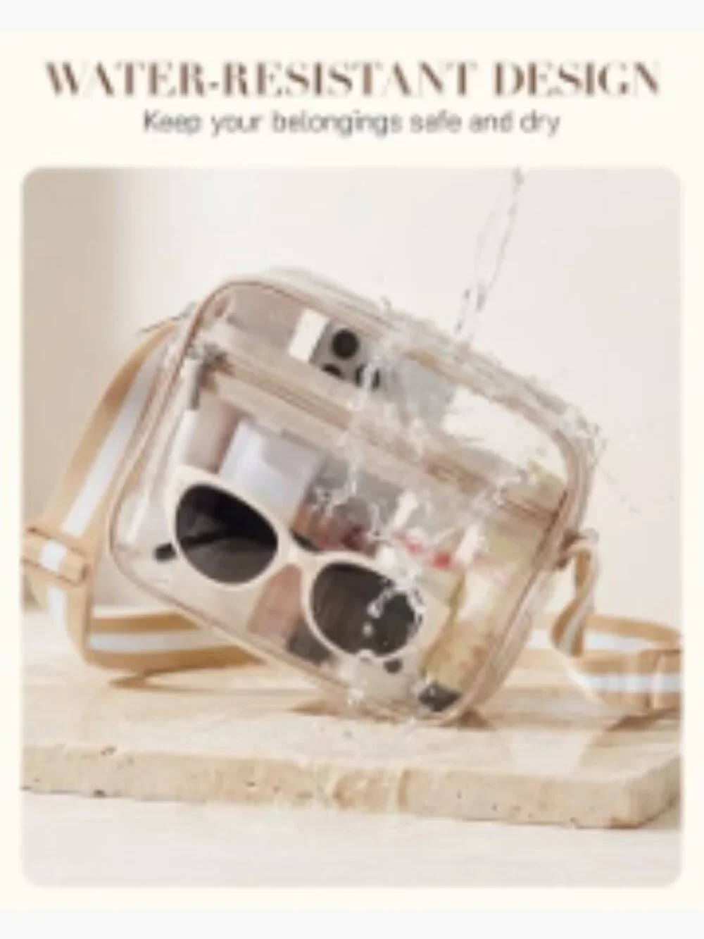 Clear Crossbody Bag for Stadium Events PVC Small Purse with Guitar Strap
